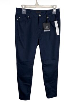 NWT Tahari navy blue Kelly mid rise skinny knit denim pants size 6/28